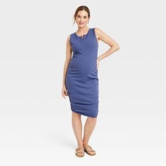Rib Tank Maternity Dress Isabel Maternity by Ingrid & Isabel Blue Size XS - Picture 1 of 9